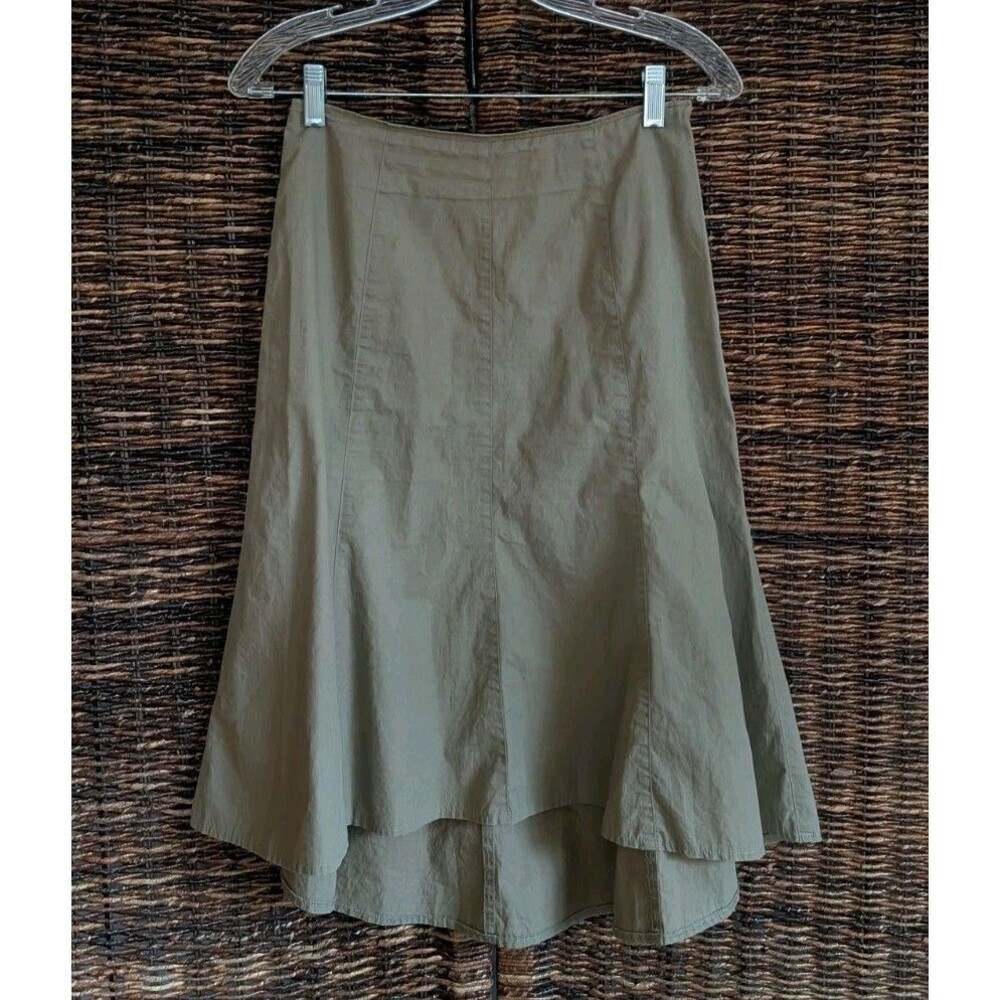 Western Peplum A-Line Lightweight Midi Skirt Women's 4 Tan Boho High Low Prairie